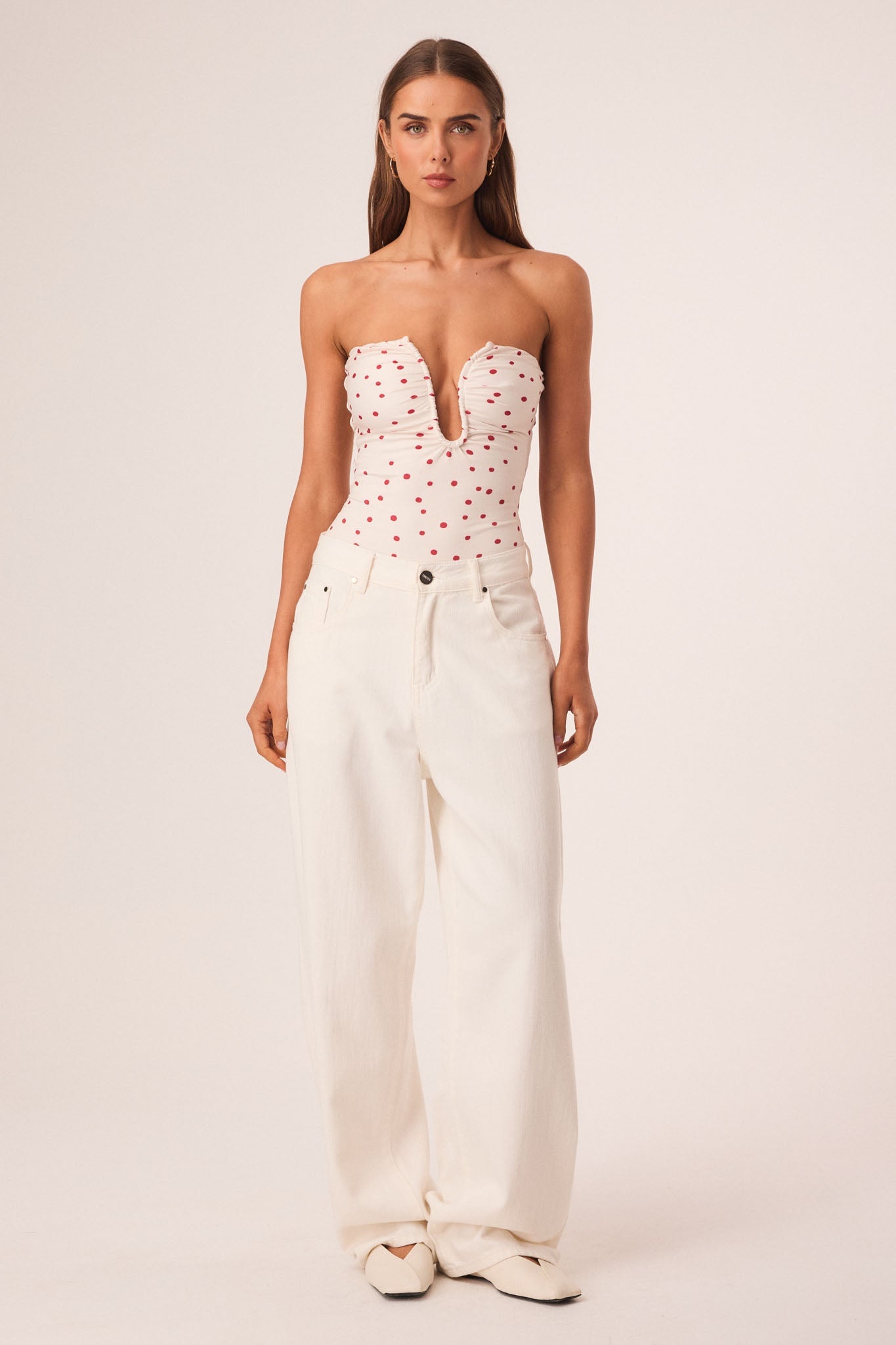 Image of Bodysuits. Productname: SNDYS LILANA BODYSUIT in Vanilla Polka colour by brand - SNDYS