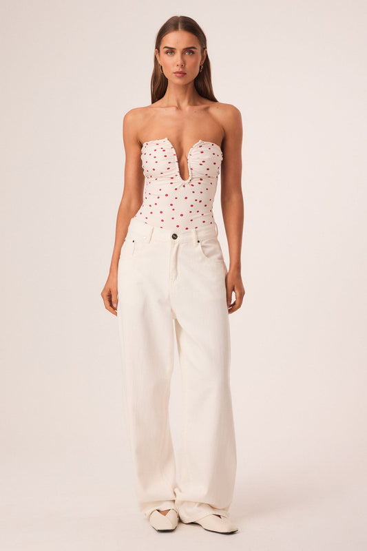 Image of Bodysuits. Productname: SNDYS LILANA BODYSUIT in Vanilla Polka colour by brand - SNDYS