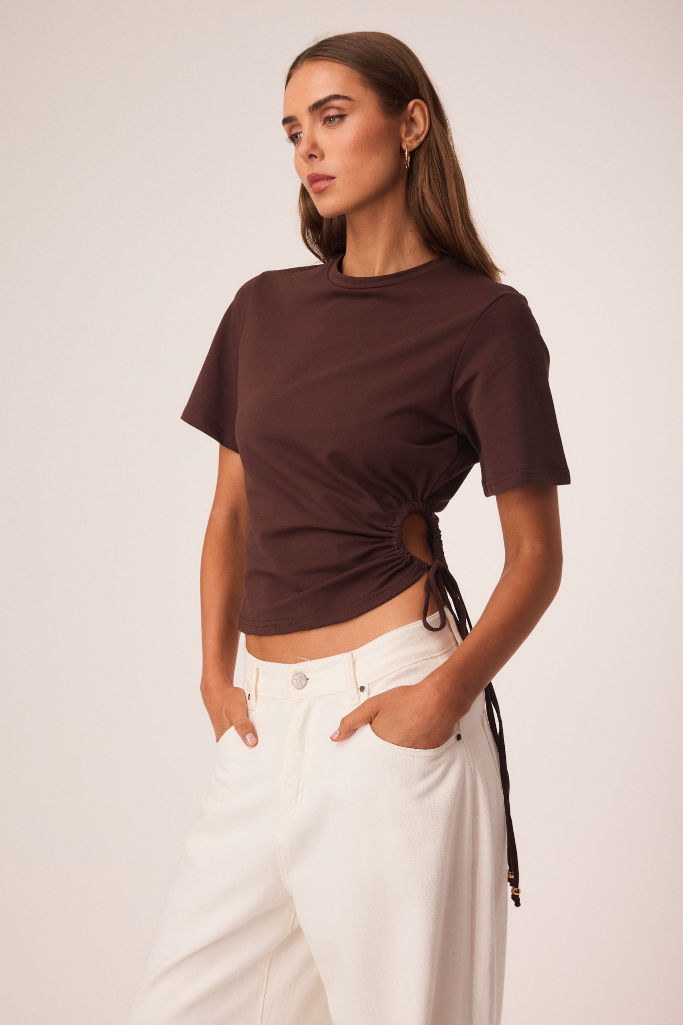 Image of T-Shirts. Productname: SNDYS LOLA TOP in Chocolate colour by brand - SNDYS