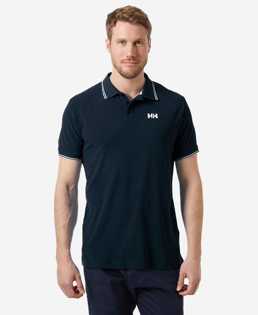 Image of a model wearing Tops. Product name - KOS POLO, Navy in Navy colour by brand - Helly Hansen