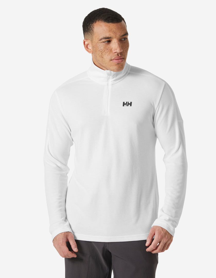 Image of a model wearing Outerwear. Product name - HP 1/2 ZIP PULLOVER 2.0, White in White colour by brand - Helly Hansen