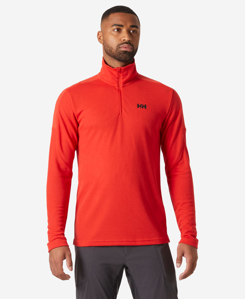 Image of a model wearing Outerwear. Product name - HP 1/2 ZIP PULLOVER 2.0, Alert Red in Alert Red colour by brand - Helly Hansen