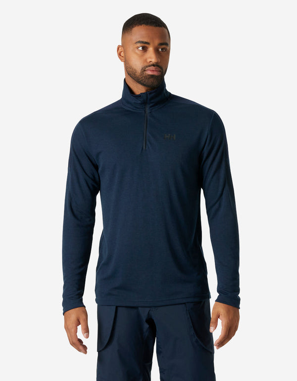 Image of a model wearing Outerwear. Product name - HP 1/2 ZIP PULLOVER 2.0, Navy in Navy colour by brand - Helly Hansen