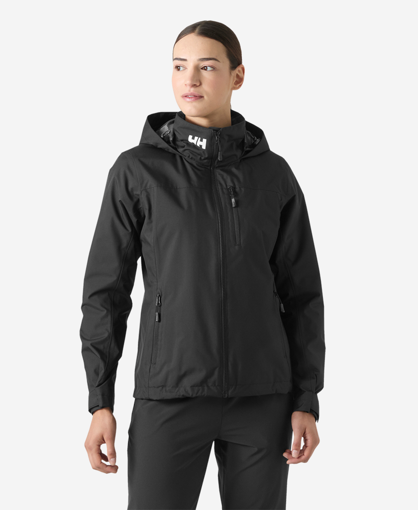 Image of Coats & Jackets. Product name - W CREW HOODED MIDL JACKET 2.0, Black in Black colour by brand - Helly Hansen