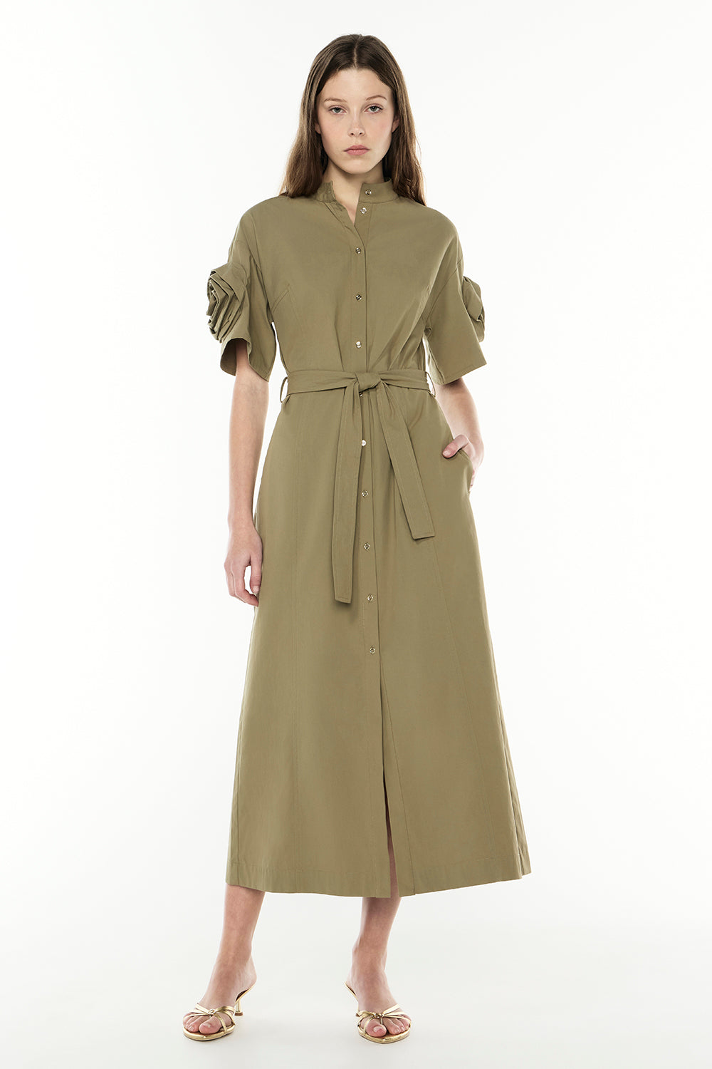Image of Dresses. Productname: Cactus Flower Shirt Dress in KHAKI colour by brand - Manning Cartell