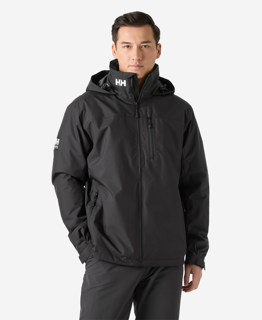 Image of Coats & Jackets. Product name - CREW HOODED PILE JACKET, Black in Black colour by brand - Helly Hansen