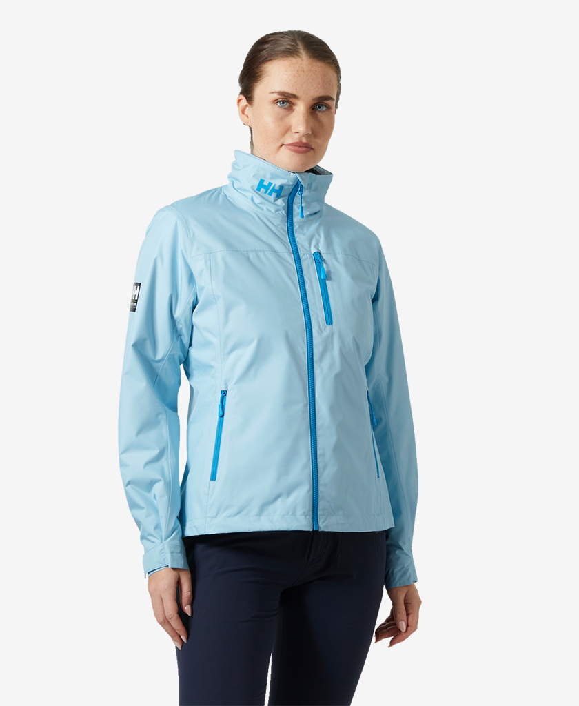 Image of Coats & Jackets. Product name - W CREW HOODED PILE JACKET, Light Cyan in Light Cyan colour by brand - Helly Hansen