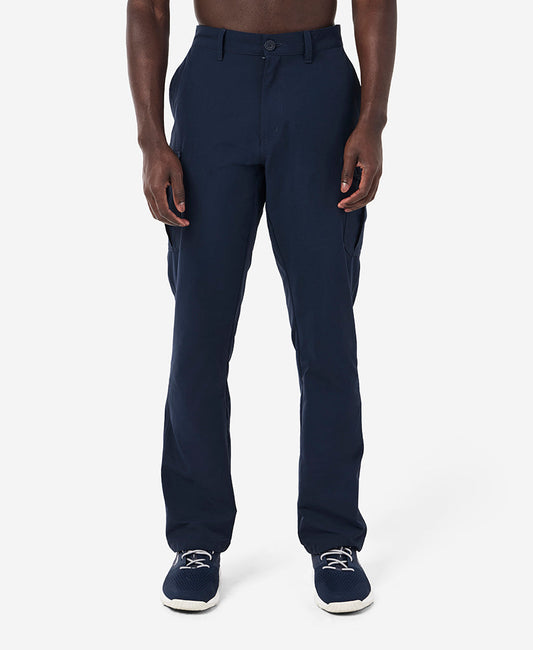 Image of a model wearing Pants. Product name - HH QD CARGO PANT, Navy in Navy colour by brand - Helly Hansen