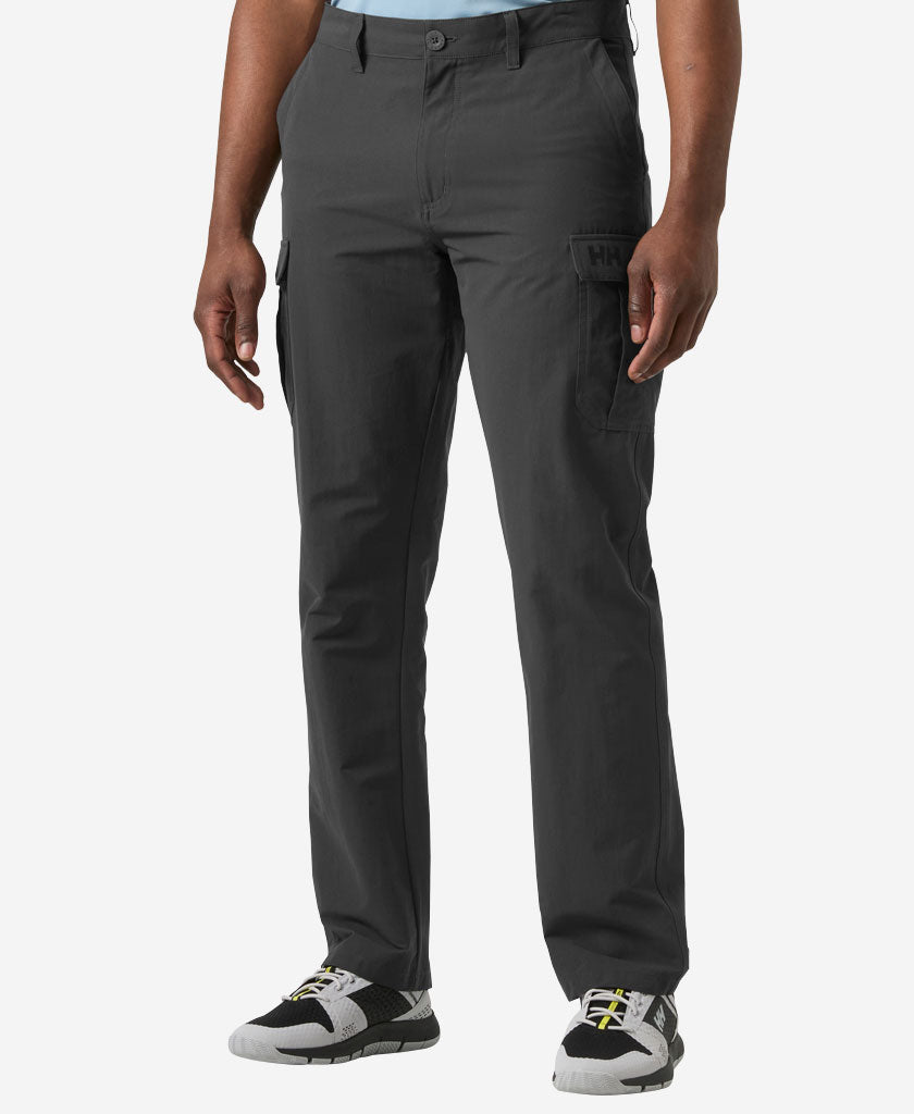 Image of a model wearing Pants. Product name - HH QD CARGO PANT, Ebony in Ebony colour by brand - Helly Hansen