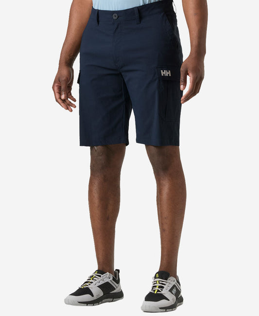 Image of a model wearing Shorts. Product name - HH QD CARGO SHORTS 11", Navy in Navy colour by brand - Helly Hansen