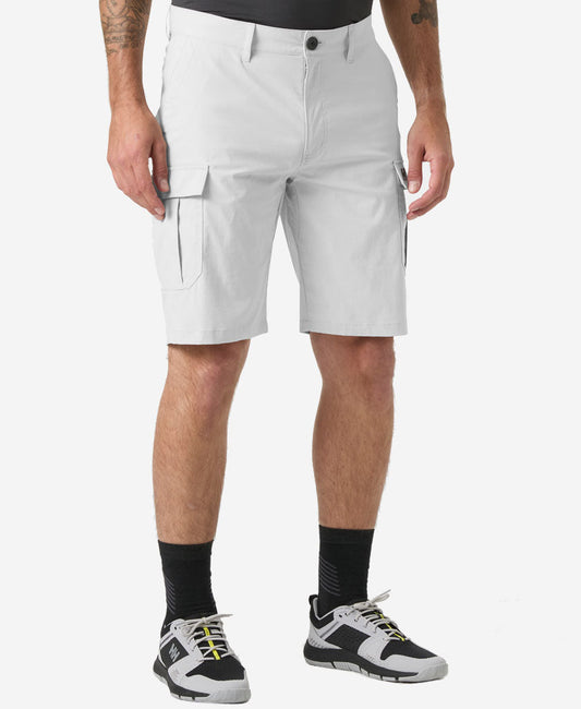Image of a model wearing Shorts. Product name - HH QD CARGO SHORTS 11", Grey Fog in Grey Fog colour by brand - Helly Hansen