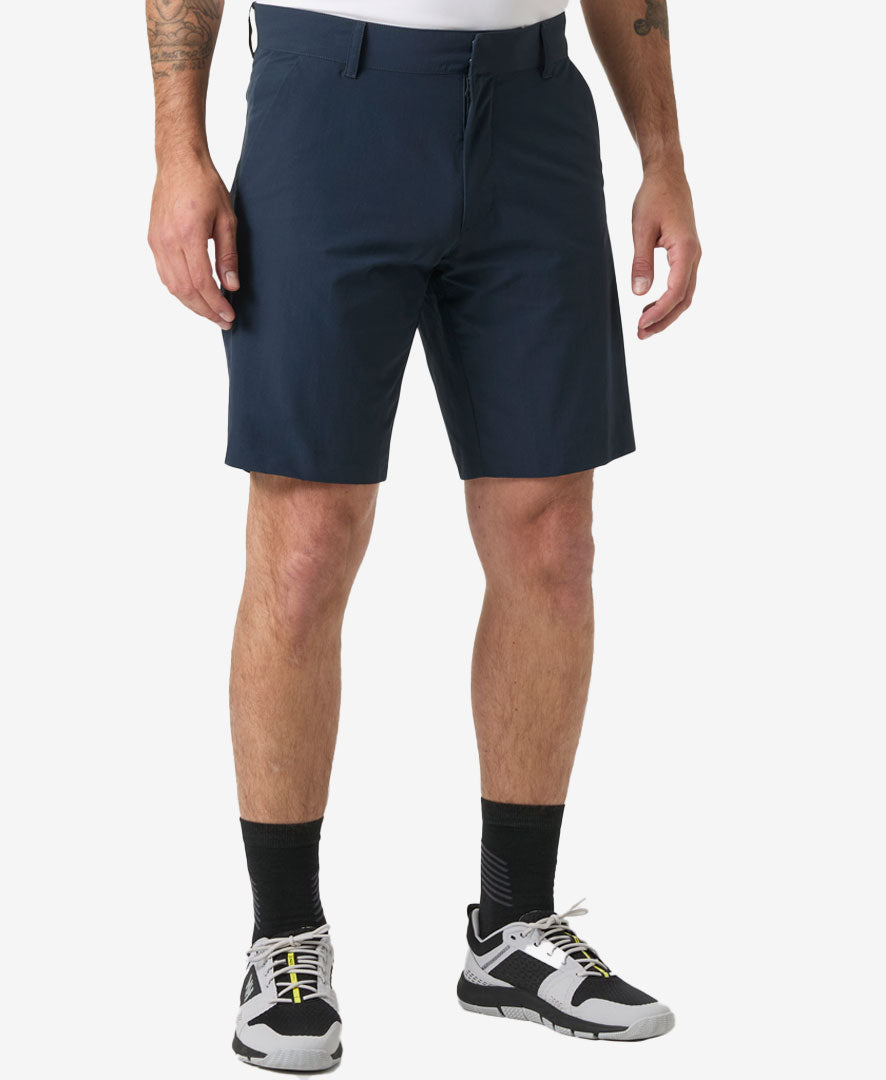 Image of a model wearing Shorts. Product name - HH QD SHORTS, Navy in Navy colour by brand - Helly Hansen