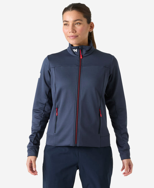 Image of a model wearing Outerwear. Product name - W CREW FLEECE JACKET, Navy in Navy colour by brand - Helly Hansen