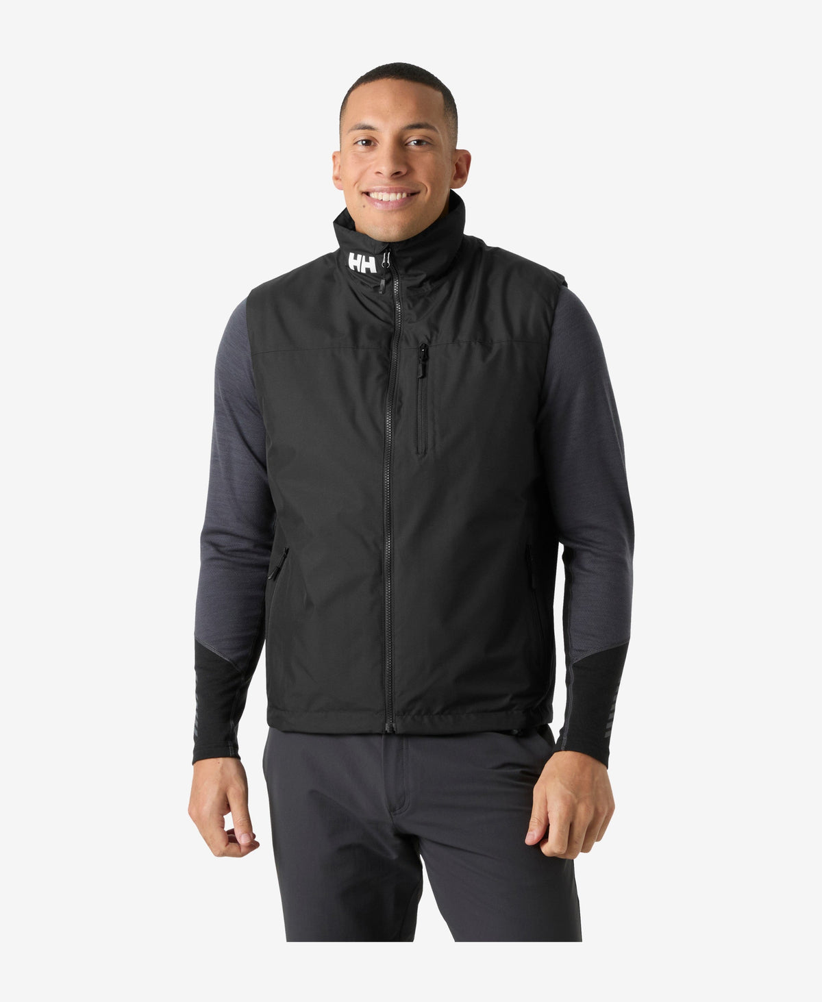 Image of Coats & Jackets. Product name - CREW PILE VEST, Black in Black colour by brand - Helly Hansen