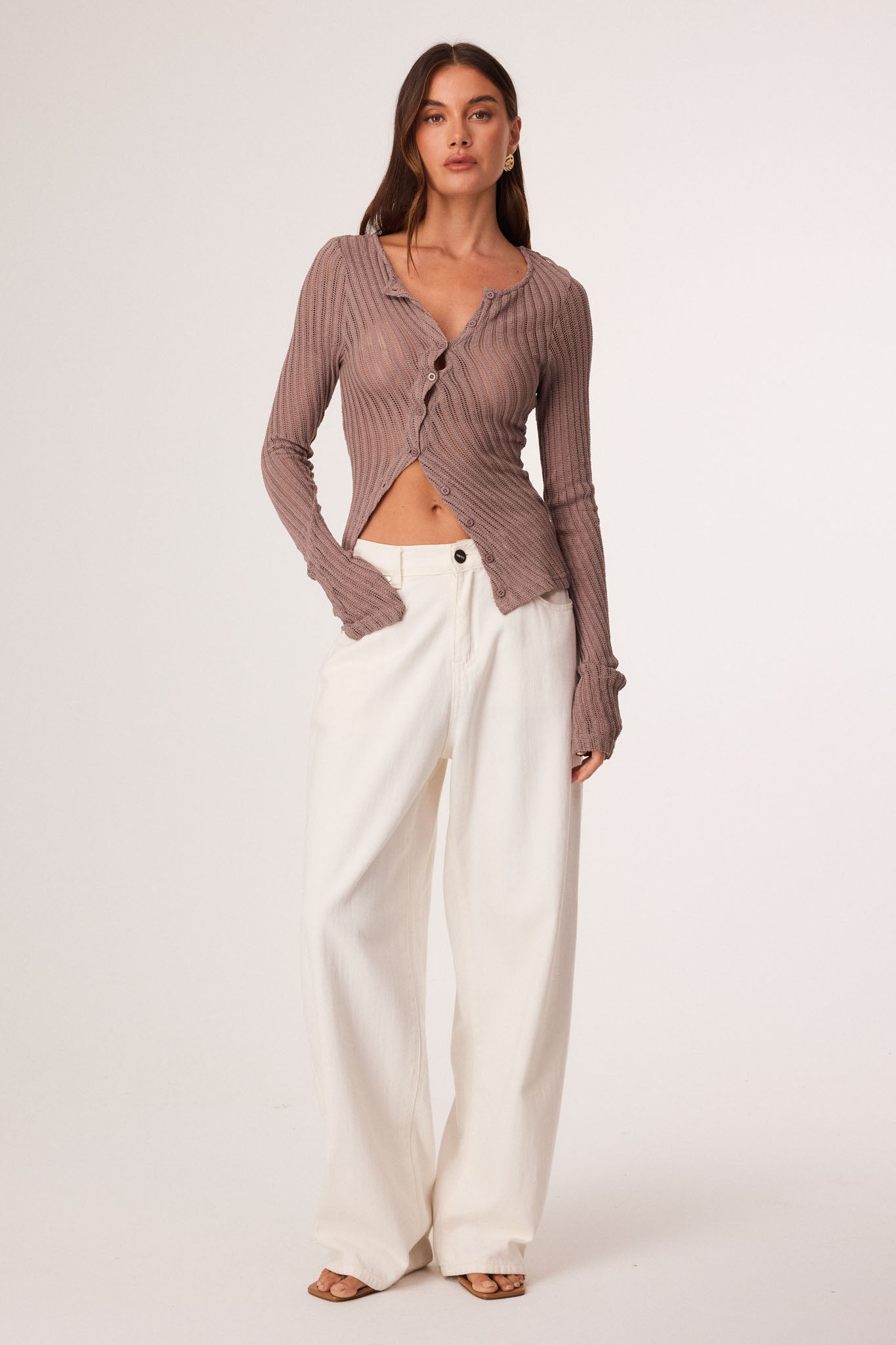 Image of Cardigans. Productname: SNDYS NORAH CARDIGAN in Fig colour by brand - SNDYS