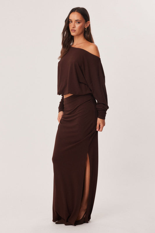 SNDYS AINARA MAXI SKIRT (Chocolate)