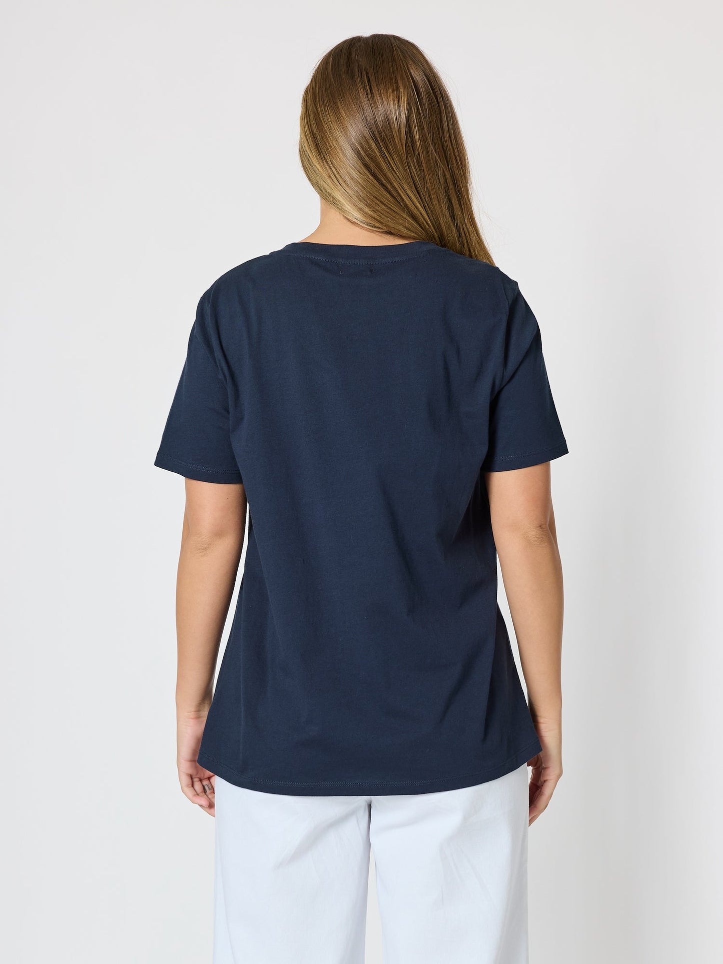 Threadz Cotton V Neck T-shirt (Navy)