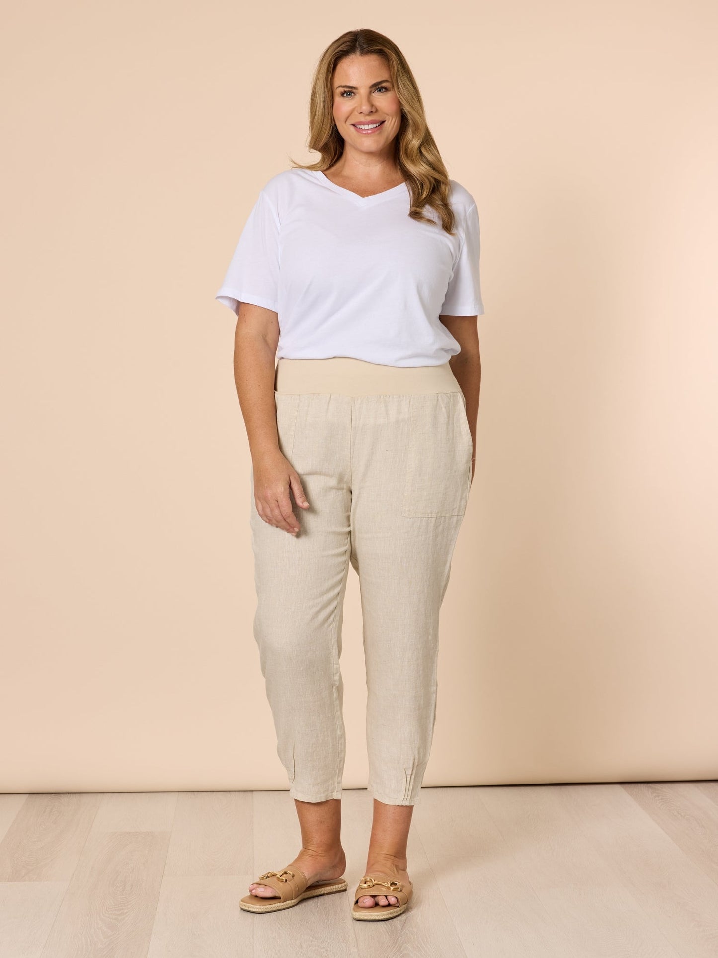 Gordon Smith Sarah Linen Pleat Hem Pant (Natural)