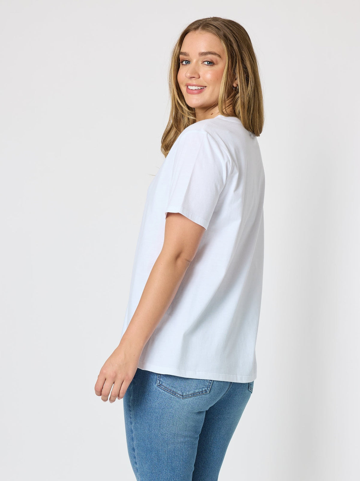 Threadz Cotton V Neck T-shirt (White)