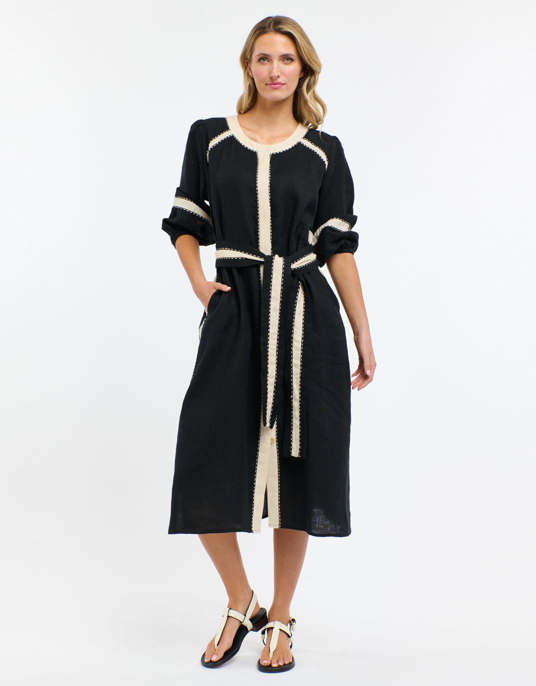 Carolyn Resort Dress - (Black/Natural)