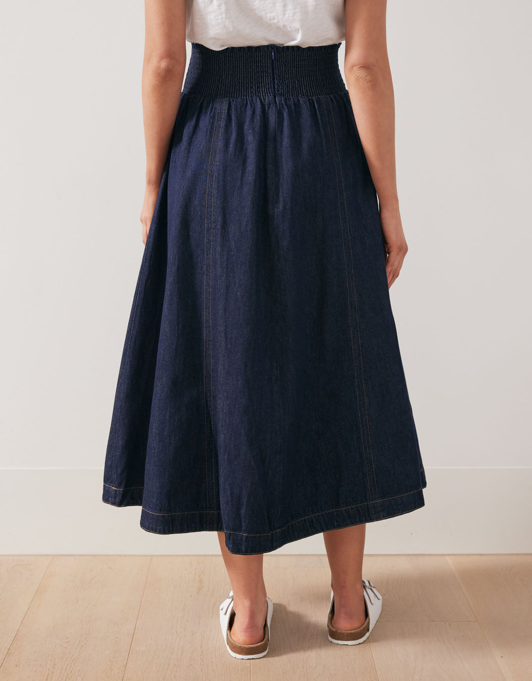Dakota Denim Midi Skirt - (Dark Denim)