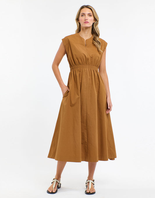 Image of Dresses. Productname: Cooper Cotton Dress - in Butterscotch colour by brand - 365 Days