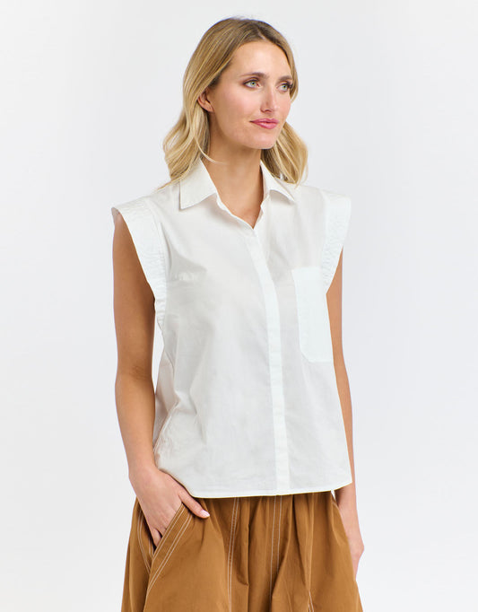 Image of a model wearing Tops. Product name - Gigi Shirt White in White colour by brand - 365 Days