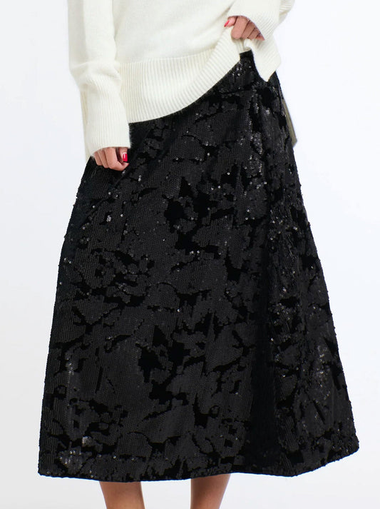 Image of a model wearing Skirts. Productname: 365 DAYS SEQUINS SKIRT in Black colour by brand - 365 Days