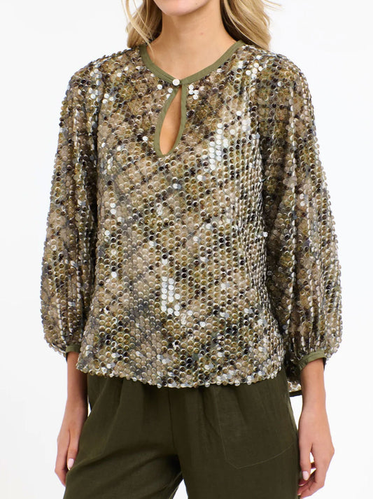 Image of a model wearing Tops. Productname: 365 DAYS MEDUSA TOP in Khaki colour by brand - 365 Days