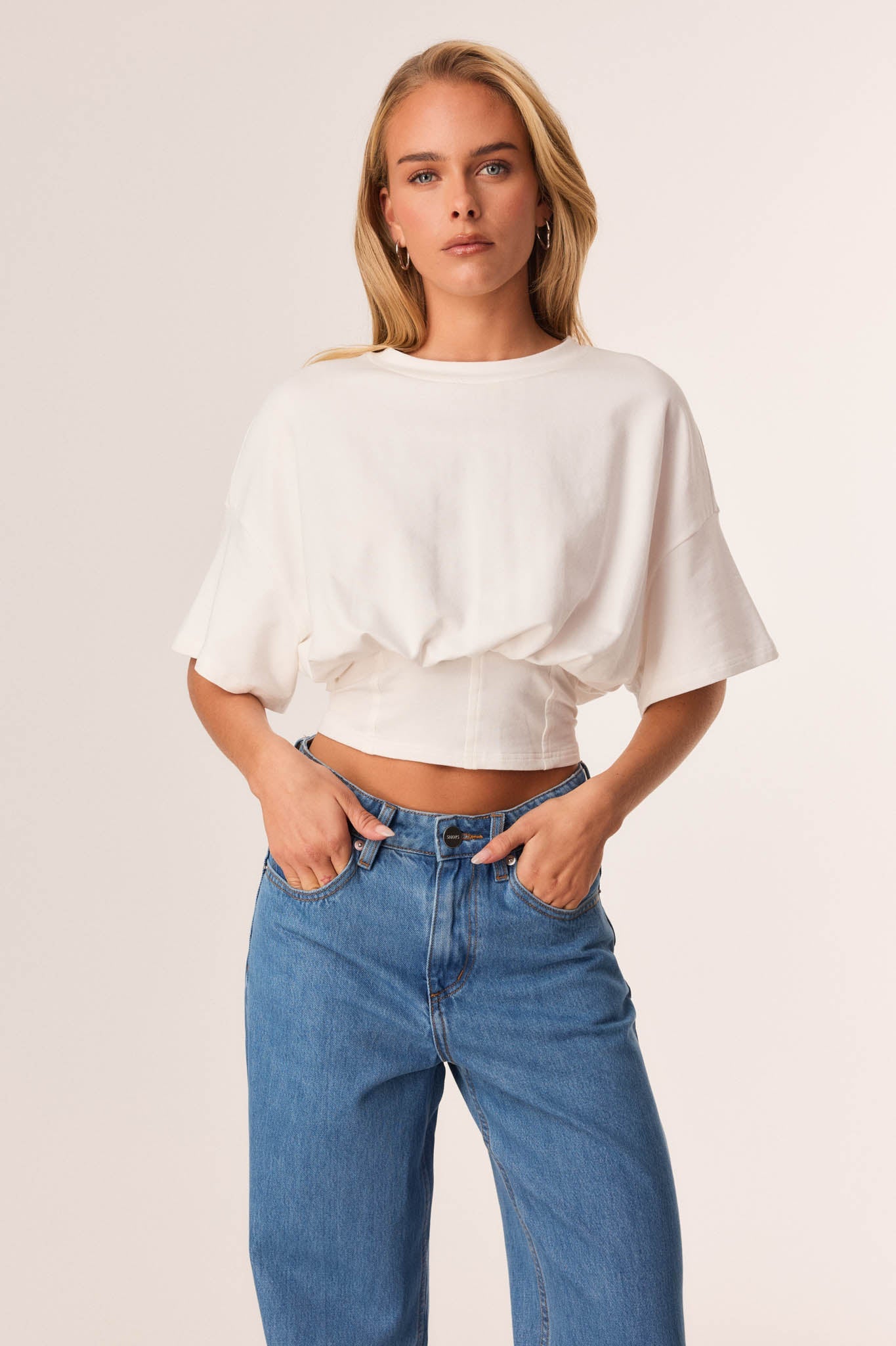 Image of T-Shirts. Productname: SNDYS BLANCA CORSET TEE in Off White colour by brand - SNDYS