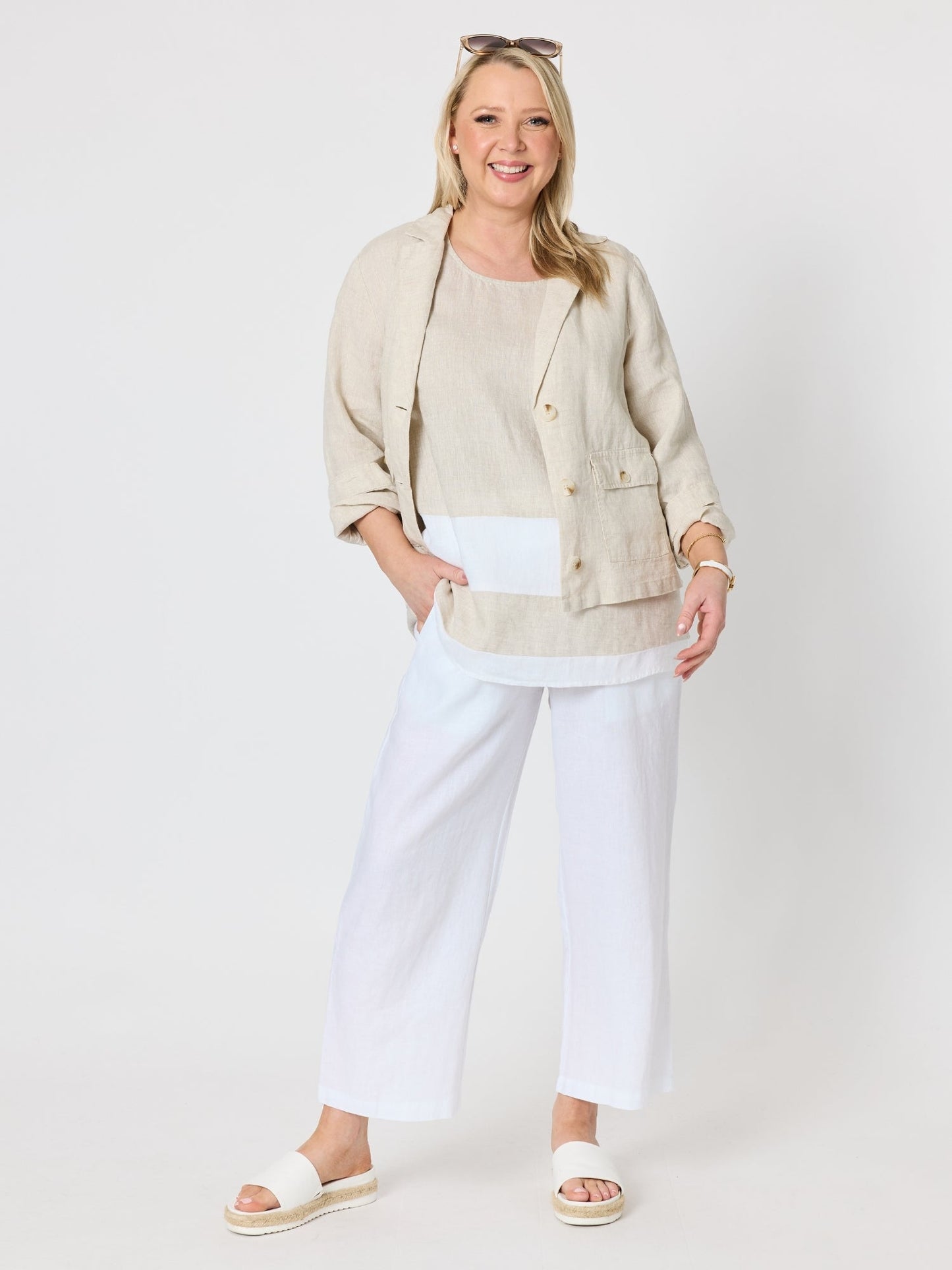 Gordon Smith Lara Linen Wide Leg Pant (White)