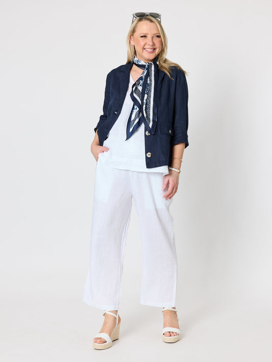 Gordon Smith Lara Linen Wide Leg Pant (White)