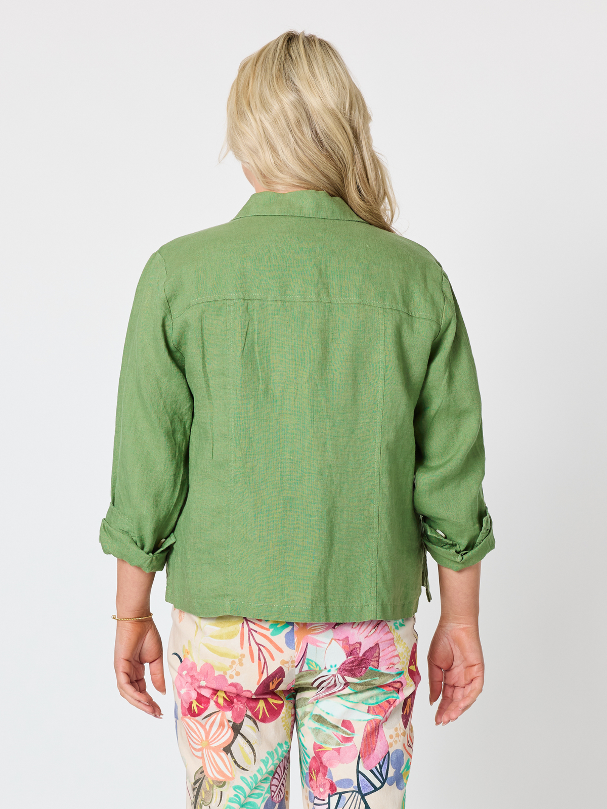 Gordon Smith Danielle Cropped Linen Blazer (Fern)