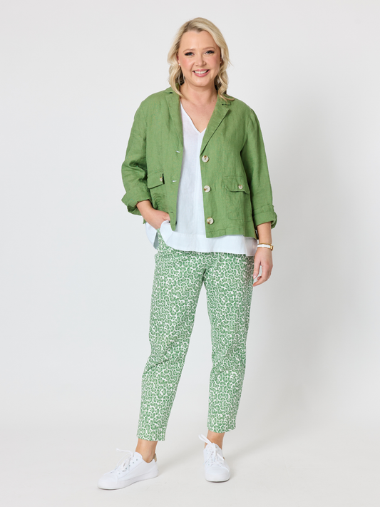 Gordon Smith Danielle Cropped Linen Blazer (Fern)