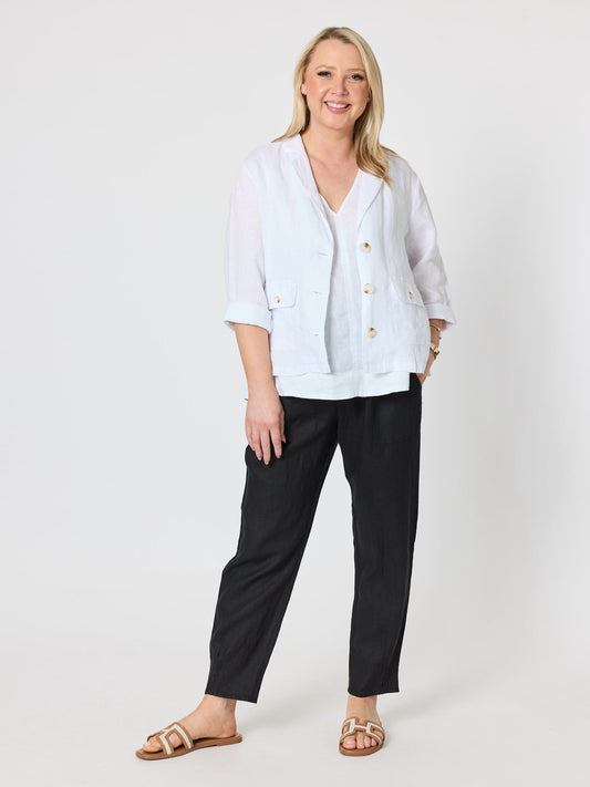 Gordon Smith Danielle Cropped Linen Blazer (White)