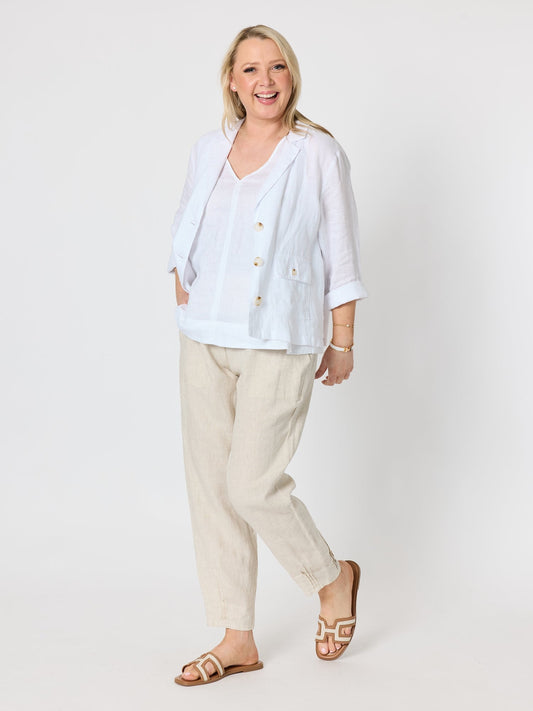 Gordon Smith Sarah Linen Pleat Hem Pant (Natural)