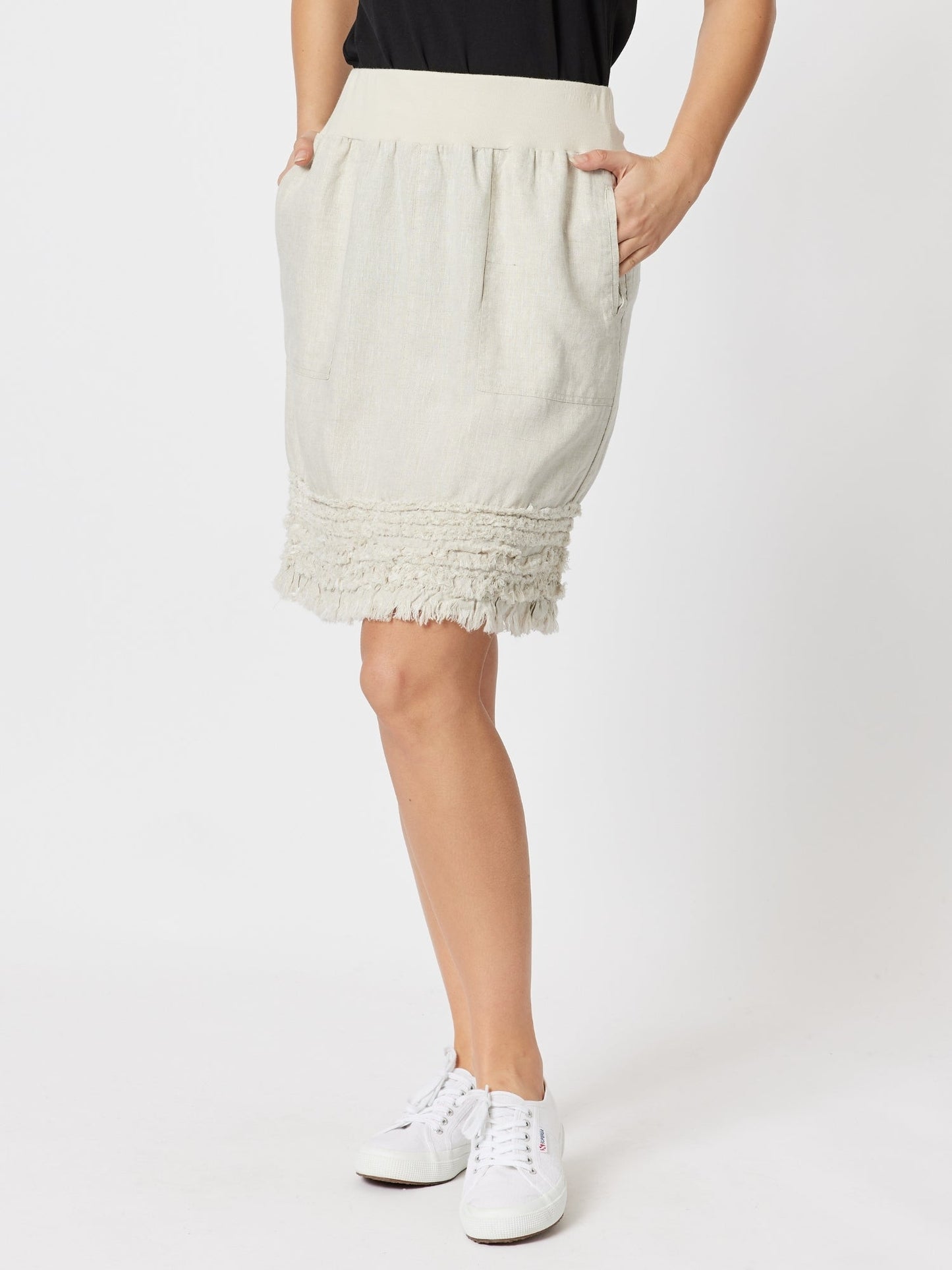 Gordon Smith Ruffle Hem Skirt (Natural)