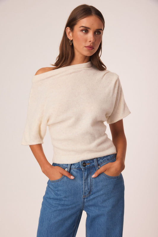 Image of a model wearing Tops. Productname: SNDYS WILDA TOP in Cream Marle colour by brand - SNDYS