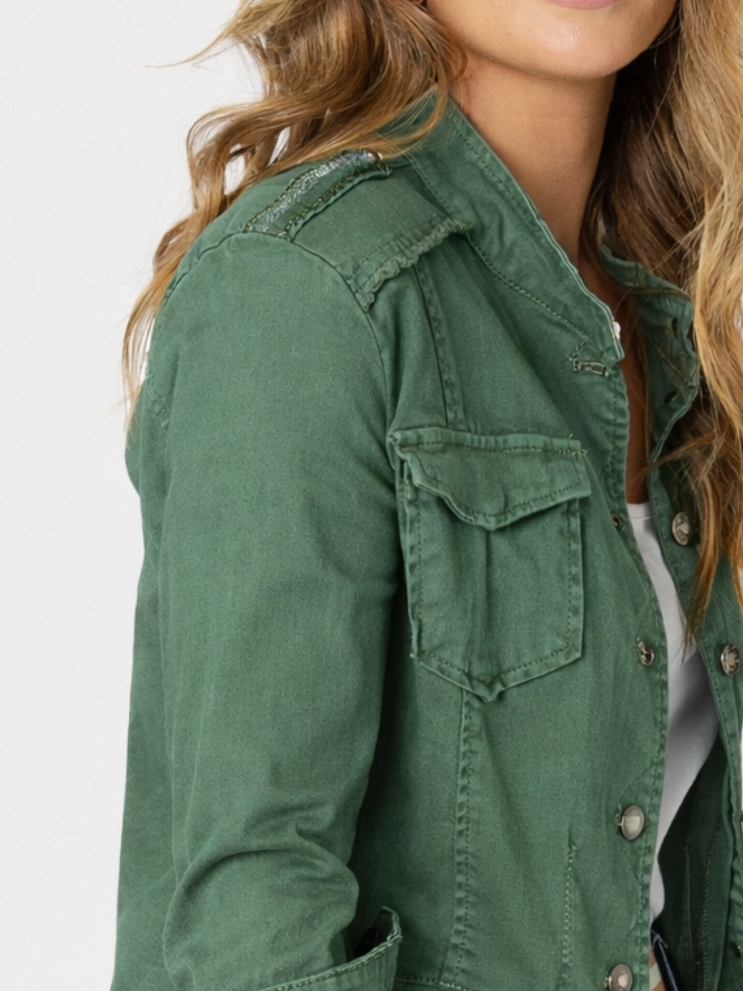 Threadz Military Denim Jacket (Khaki)