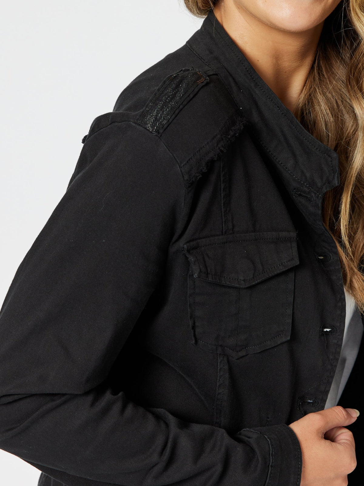 Threadz Military Denim Jacket (Black)