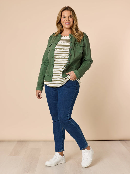 Threadz Military Denim Jacket (Khaki)