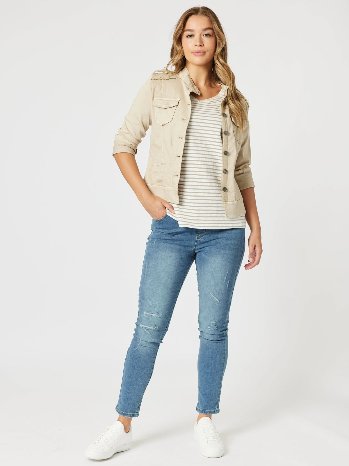 Threadz Military Denim Jacket (Natural)