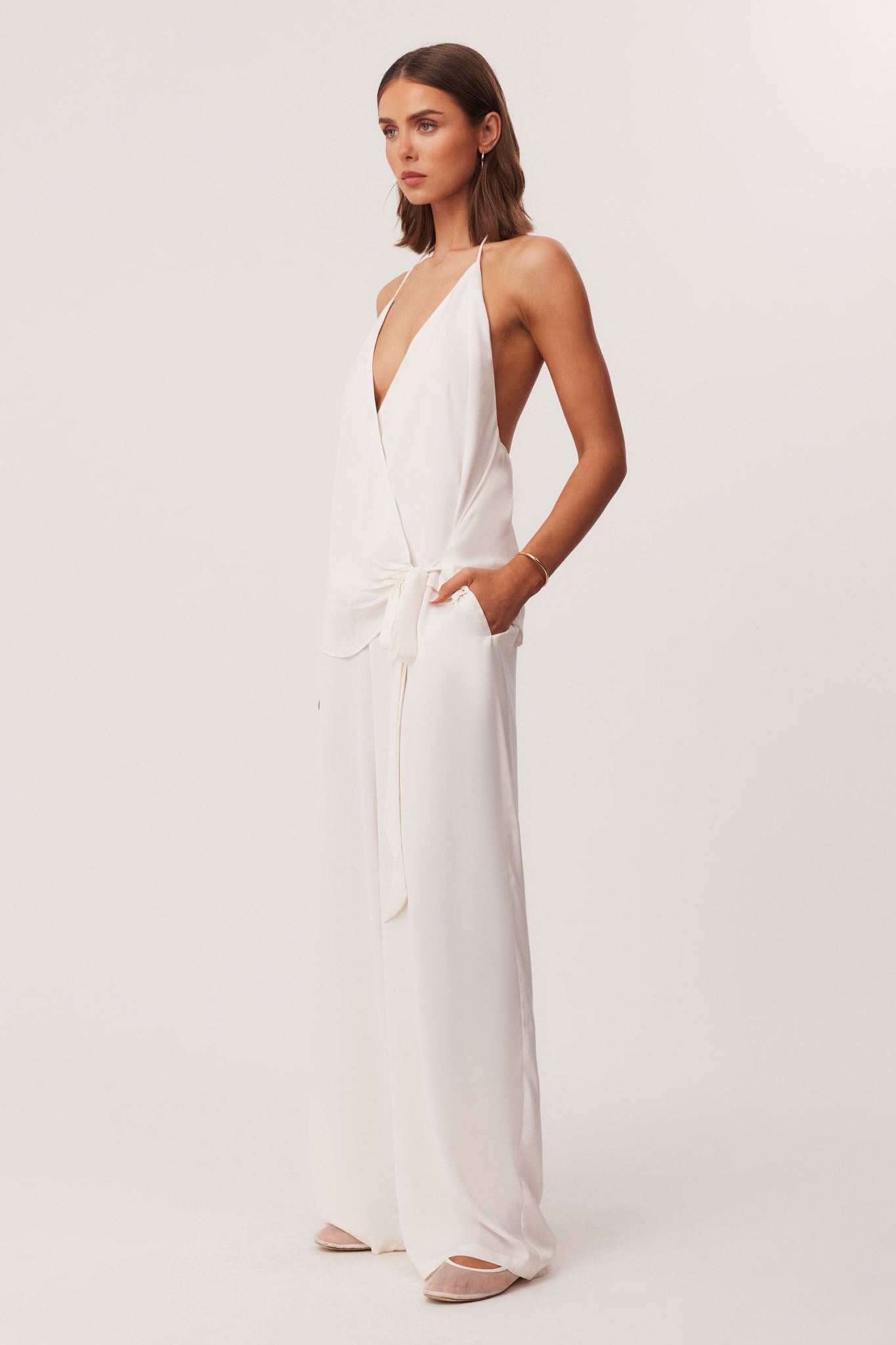 SNDYS ROSEWOOD HALTER TOP (Off White)