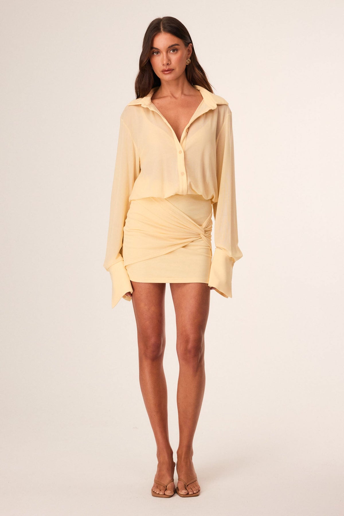 Image of Dresses. Productname: SNDYS AMAN MINI DRESS in Butter colour by brand - SNDYS