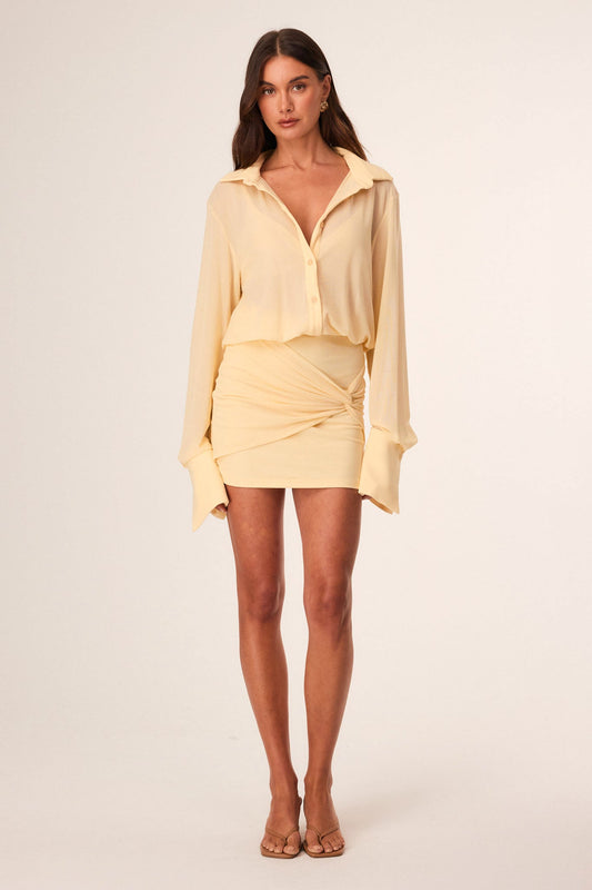 Image of Dresses. Productname: SNDYS AMAN MINI DRESS in Butter colour by brand - SNDYS