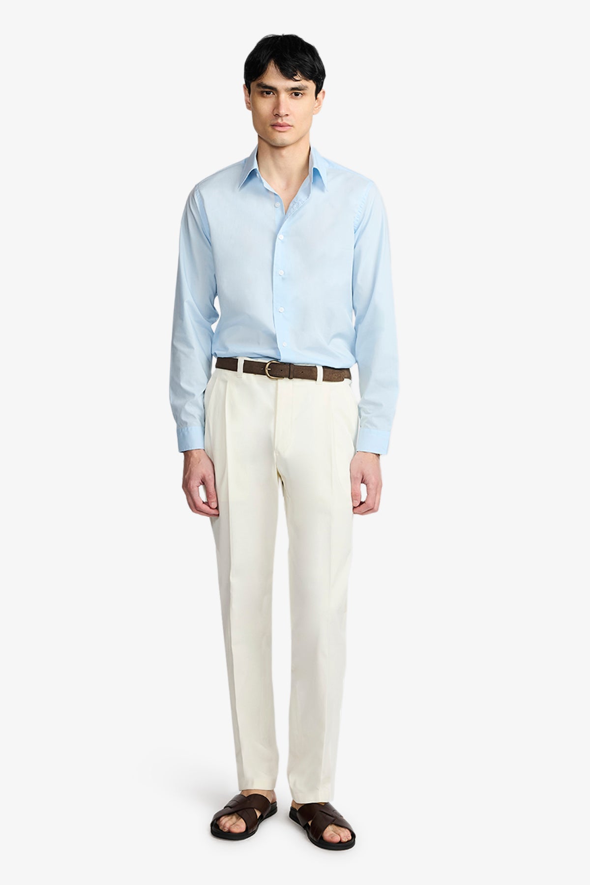 Image of Shirts. Product name - Kai Blue Poplin Shirt in Blue colour by brand - Anthony Squires