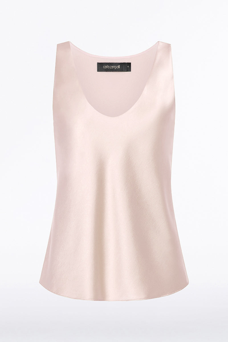 Carla Zampatti Blush Lustre Satin Scoop Neck Cami (Pink)