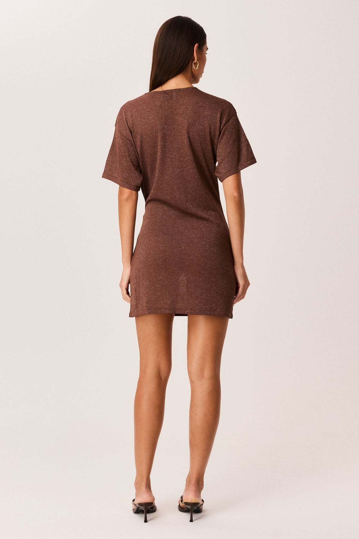 SNDYS CELESTIA SHIMMER MINI DRESS (Chocolate)