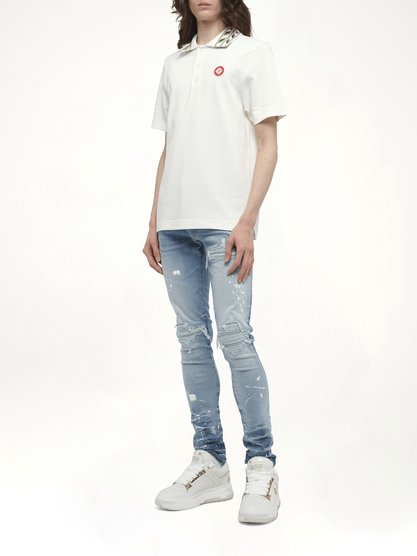 CASABLANCA Classic Laurel Pique Polo (White)