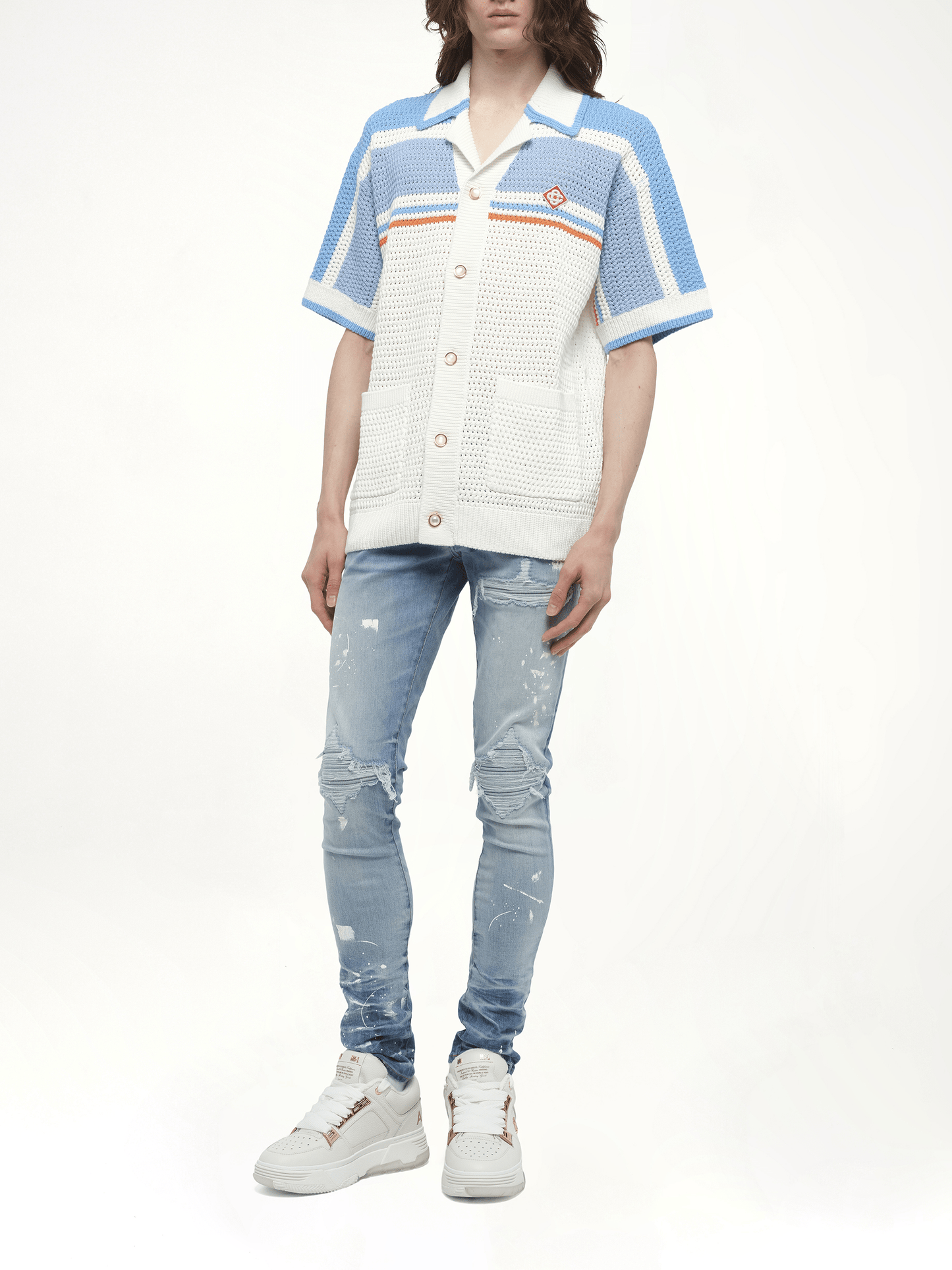 CASABLANCA Faux Crochet Shirt (Blue)